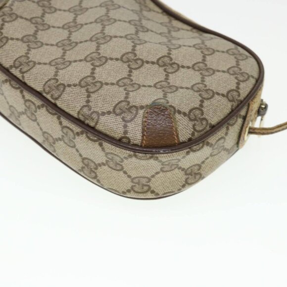GUCCI Web Sherry Line GG Canvas Shoulder Bag PVC Leather Beige Green - Picture 14 of 16